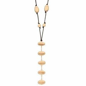 BELLA UNO Modern Gold Pebble Stone Y Drop 28" Necklace**NEW!